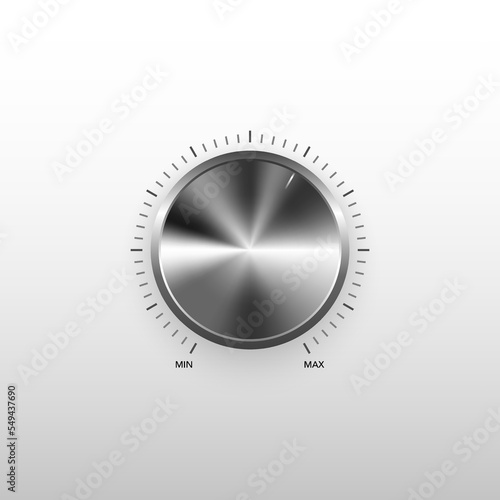 Technology dial knob with metal texture for sound control.