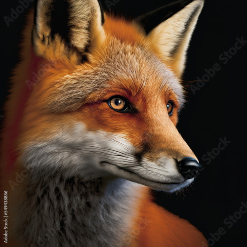 Red Fox Face Close Up Portrait - AI illustration 01