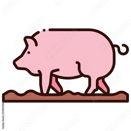 pig in mud illustration