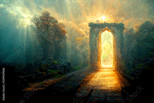 Fotografie, Obraz Helles Licht scheint durch ein altes Tor.