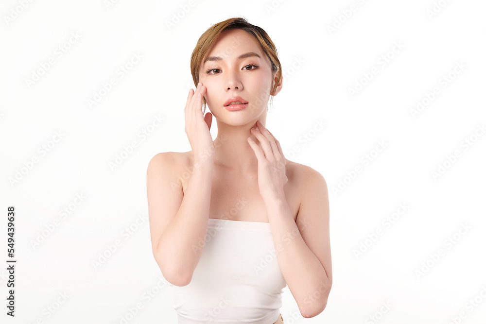 Beautiful young asian woman with clean fresh skin on white background, Face care, Facial treatment, Cosmetology, beauty and spa, Asian women portrait. Beautiful young asian woman with clean fresh skin on white background, Face care, Facial treatment, Cosmetology, beauty and spa, Asian women portrait.
