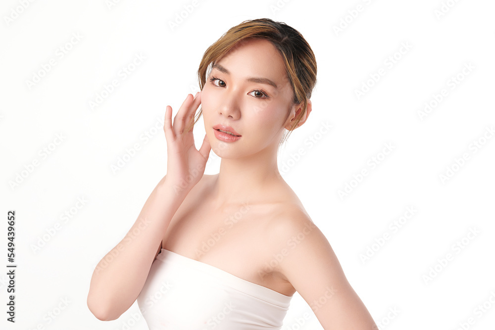 Beautiful young asian woman with clean fresh skin on white background, Face care, Facial treatment, Cosmetology, beauty and spa, Asian women portrait. Beautiful young asian woman with clean fresh skin on white background, Face care, Facial treatment, Cosmetology, beauty and spa, Asian women portrait.