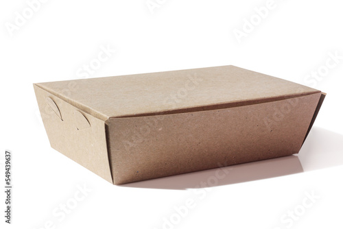 Take away cardboard food boxes on white background photo