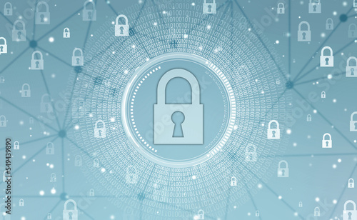 Digital Padlock on abstract technology background, Technology security concept. Modern safety digital background. Protection system, Cyber Security and safety information, personal data concept