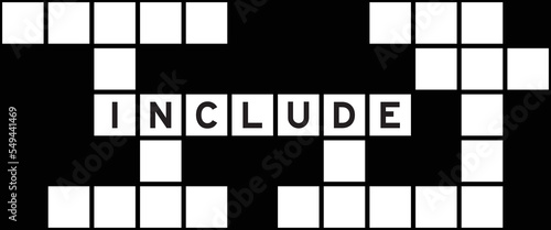 Alphabet letter in word include on crossword puzzle background