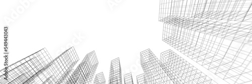 Architecture building 3d. Concept sketch.