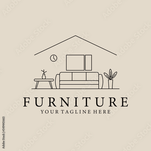 minimalist furniture line art logo illustration vector design