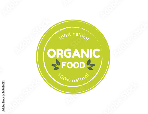 Eco, bio, organic and natural products sticker, label, badge and logo. 
Organic food icon. Ecology icon. Logo template with green leaves for organic and eco friendly products. Vector illustration
