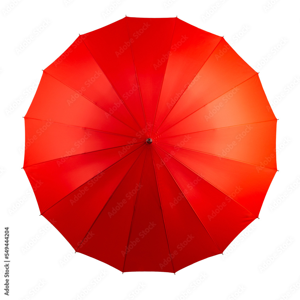 large red umbrella-cane, isolate on a white background
