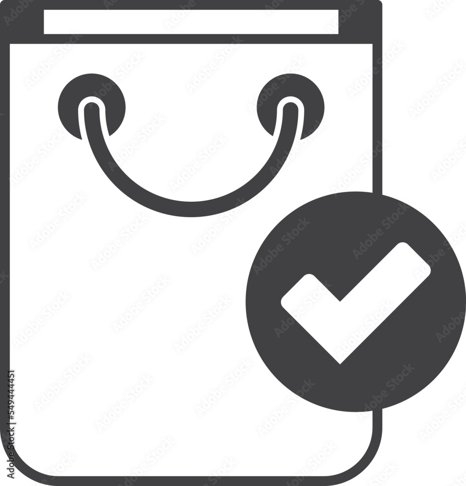 shopping bag and check mark illustration in minimal style shopping bag and check mark illustration in minimal style