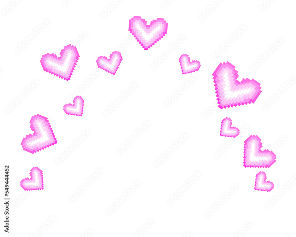 Pixel art pink heart circle effect