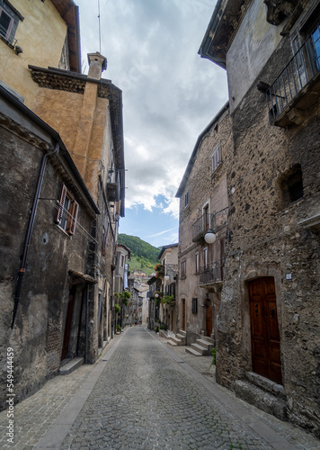 Walk in old streets of Scanno town in Italy