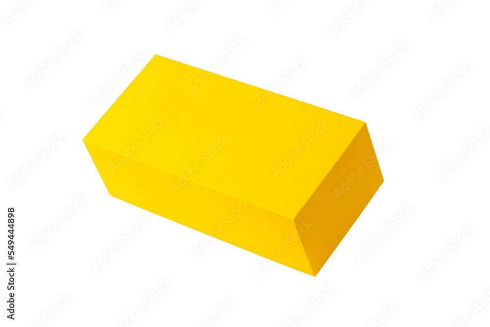 rectangular gift box made of yellow cardboard, isolate on a white background rectangular gift box made of yellow cardboard, isolate on a white background
