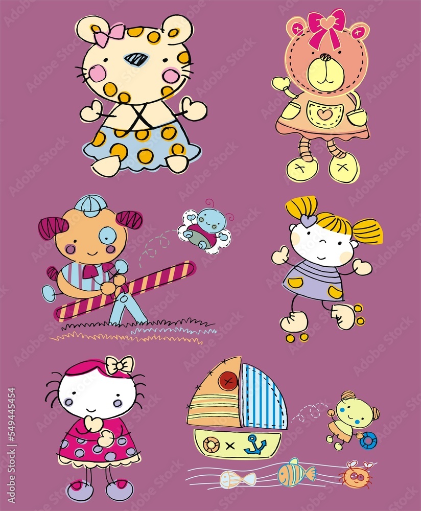 Pets, animals, characters, girl, playground, boat, mascots, localized prints, baby fashion, art with colorful animals, Pets, animals, characters, girl, playground, boat, mascots, localized prints, baby fashion, art with colorful animals,