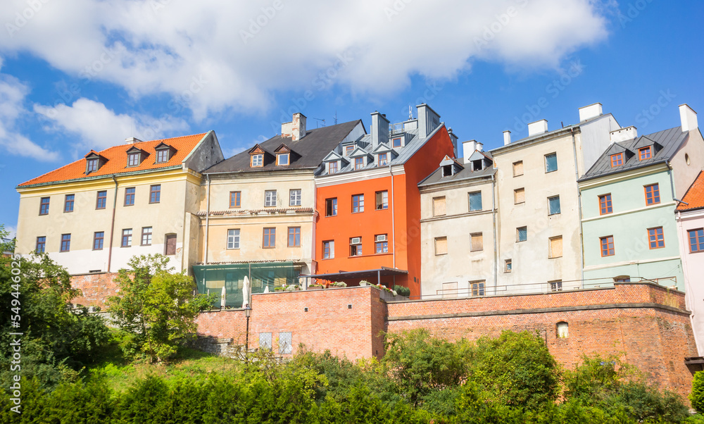 Colorful houses at the historic city wall of Lublin, Poland