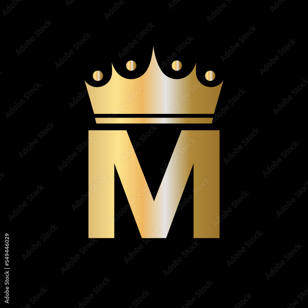 Letter M Charity Crown Logo Design With Unit Symbol Vector Template ...