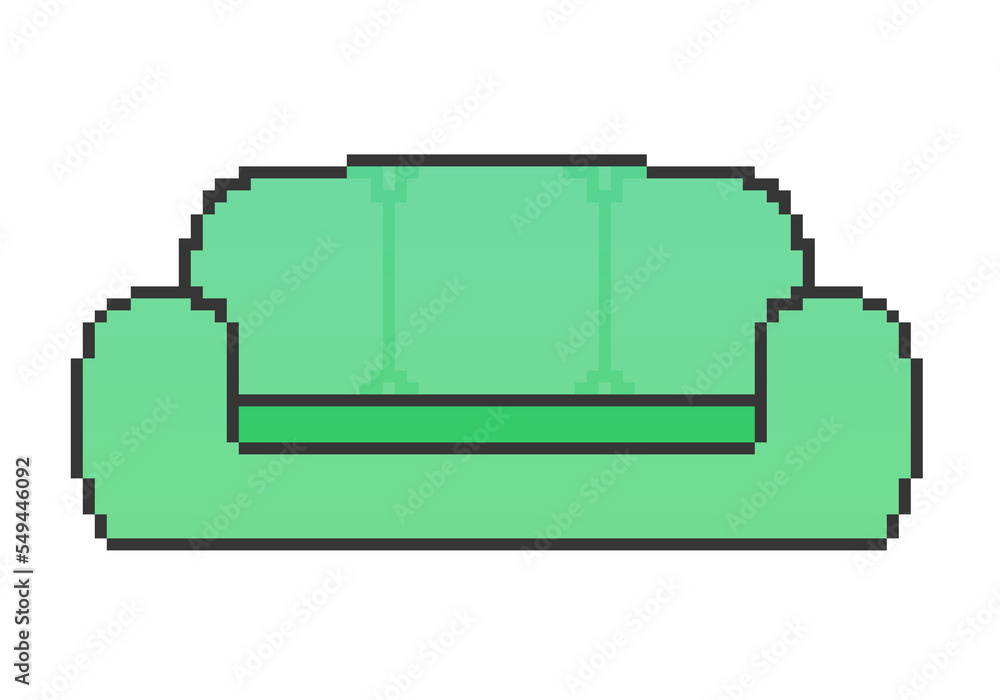 Illustration of green sofa in pixel art Illustration of green sofa in pixel art