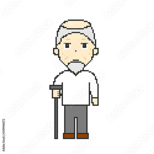 Картината върху платно Illustration of Grandpa in Pixel Art