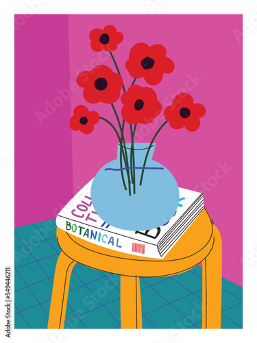 Beautiful flower vase hand drawn vector illustration.