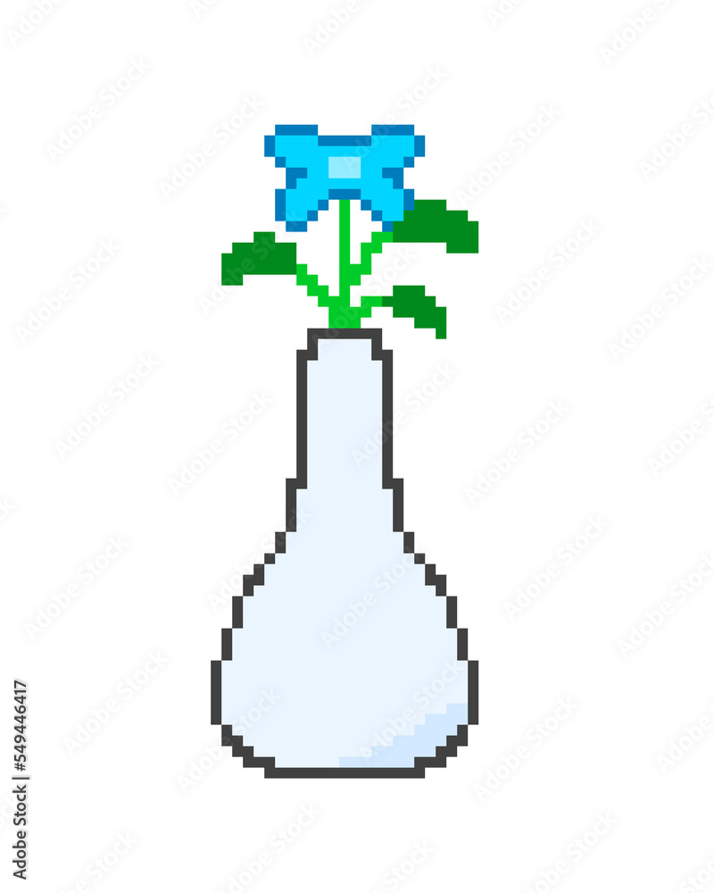 Pixel art blue flower vase