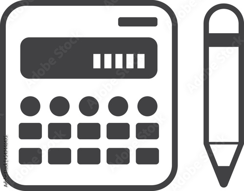 calculator and pencil illustration in minimal style