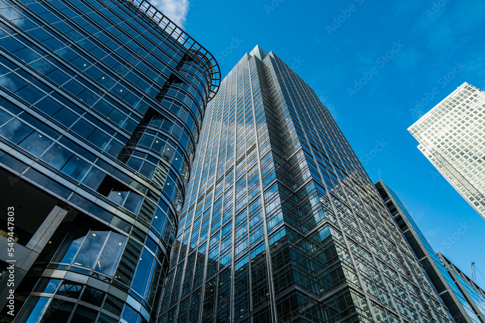 London skyline, office buildings in the city financial business district. Modern architecture in the city.  Corporate building in London City, England, UK. Skyscraper Business Office. 