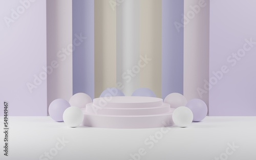 3d podium with round base and multicolour ball