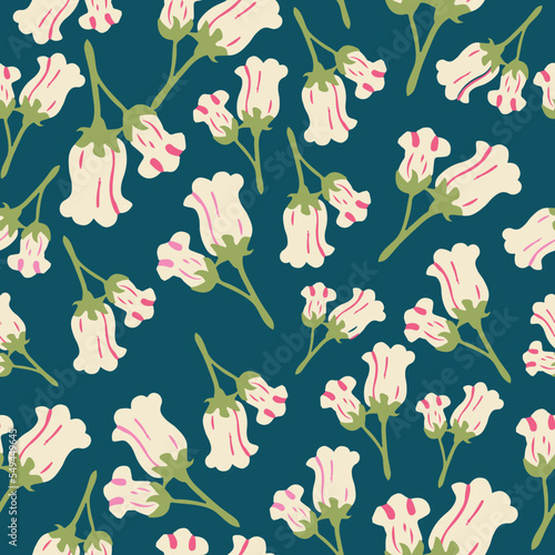 Cute summer, spring, hand drawn, seamless print, conversational pattern, colorful, ditsy, random, fading doodle flowers, stems, petals, girls, women, fabric, tshirt, packaging, textile, fabric, kids