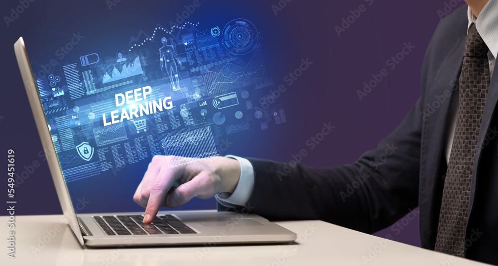 Businessman working on laptop concept Businessman working on laptop concept