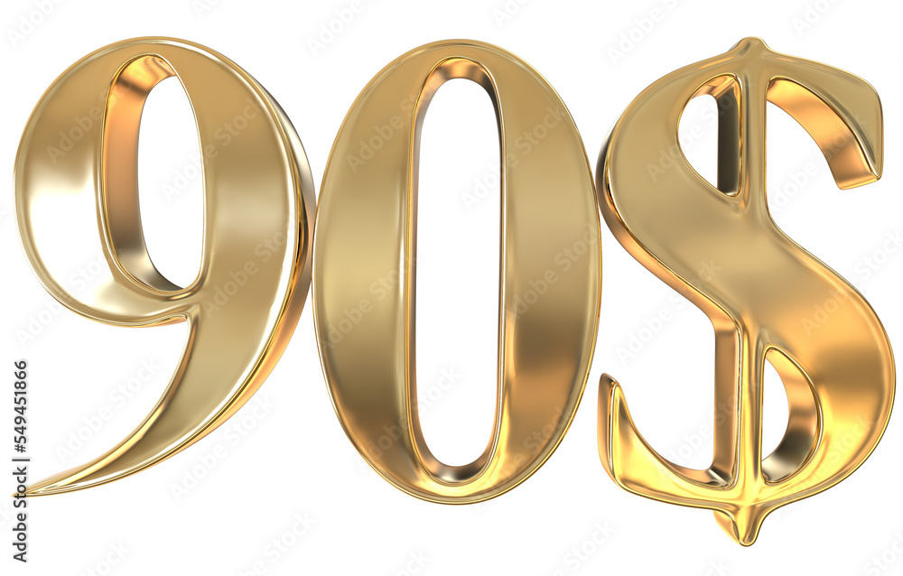 Dollar Number 3D Render