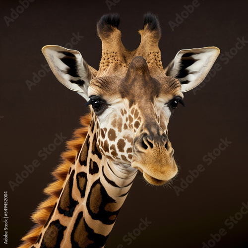 Giraffe Face Close Up Portrait - AI illustration 04
