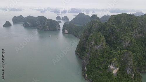 Ha Long, Vietnam - November 26, 2022: Aerial View of The Ha Long Bay