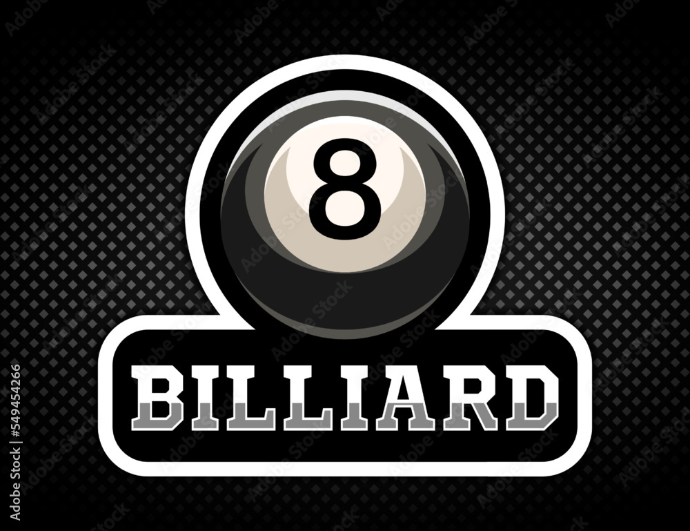 Vecteur Stock Billiard logo. Black ball color with the number eight. 8.  Pool game. Snooker. | Adobe Stock