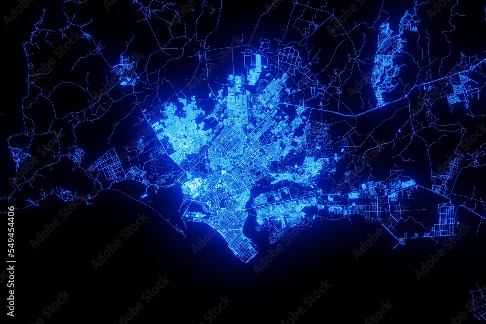 Street map of Karachi (Pakistan) made with blue illumination and glow effect. Top view on roads network Street map of Karachi (Pakistan) made with blue illumination and glow effect. Top view on roads network