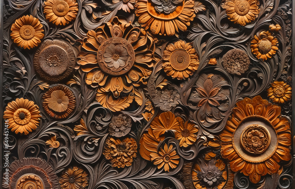 Flower in style of wood carving 