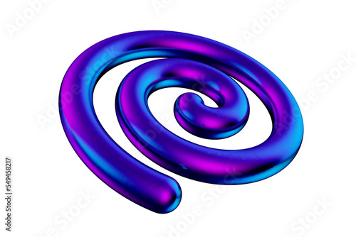 Abstract gradient purple and blue spiral 3d render.