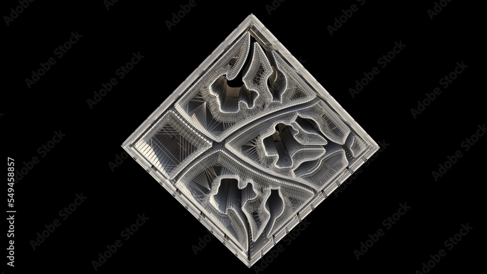 Fototapeta premium 3D Illustration of the façade of an architectural structure. Architects, Modelers, Builders, Planners, Artists, and Designers must see in highest dimensions for details in its structural buildup.
