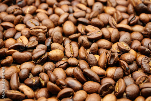 Roasted coffee beans full frame background