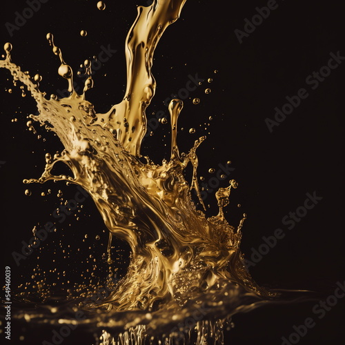 elegant gold splash liquid with bubbles in motion reflecting elegance and luxury 3D illustration 