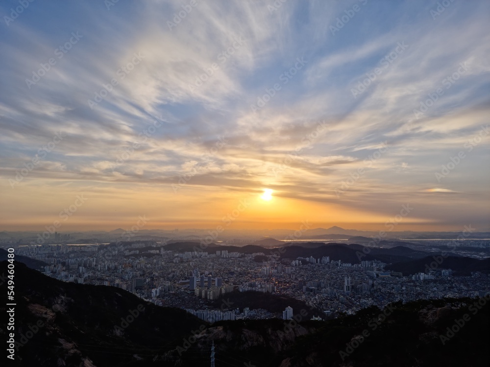 sunset over the mountains