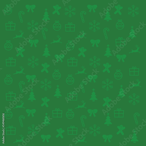Vector illustration of Green background with Christmas decorations