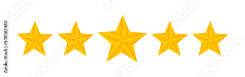 Vector illustration of Golden 5 Star rating icon isolated