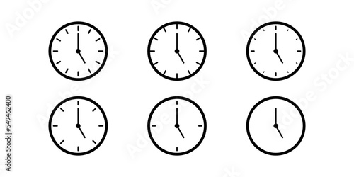 Vector illustration of Time Clock icon isolated set