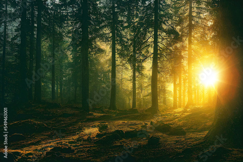 Sunlight in Euopean forest
