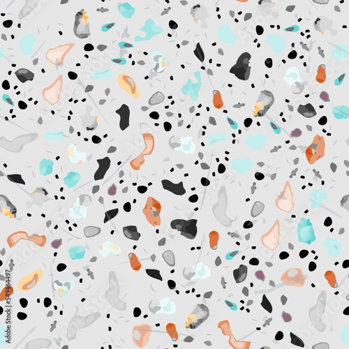 Terrazzo Texture Vector. Flooring Seamless Pattern