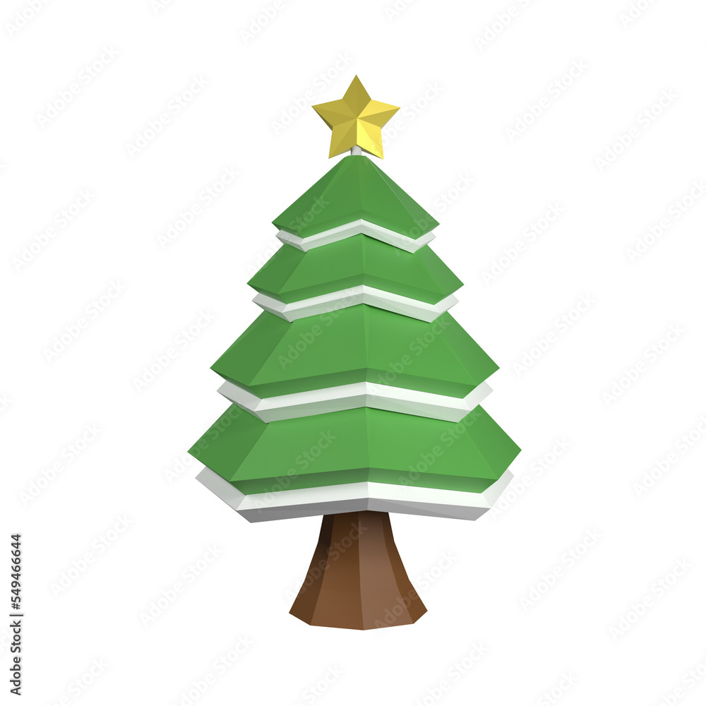 Fototapeta premium Merry christmas and Happy New Year. 3d Tree polygon