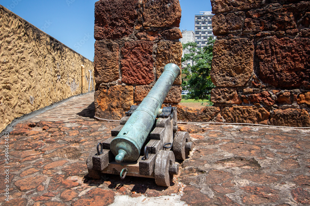 Bronze cannons used by the Portuguese Colonial Empire in the 19th century at the Nossa Senhora da Conceição Fortress, in the former Lourenço Marques, now Maputo City, Mozambique