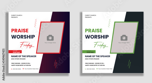 Church worship conference flyer social media post and web banner template