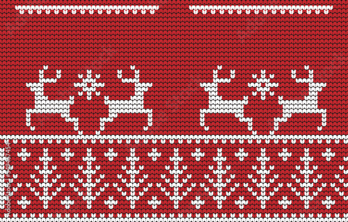 Knitting pattern Christmas card. merry Christmas and happy winter days vector poster