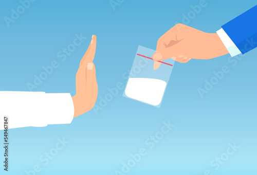Vector of a person rejecting drugs offer.